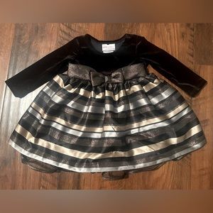 Iris & Ivy baby girl black and gold velvet satin dress